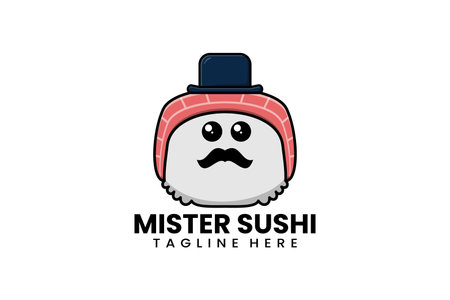 Flat modern template mister sushi logo concept vector illustrationのイラスト素材