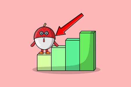 Lychee cute businessman mascot character with a inflation chart cartoon style designのイラスト素材