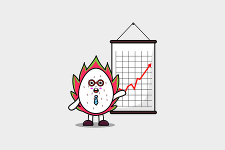 Cute cartoon Dragon fruit businessman present information in flat modern style designのイラスト素材