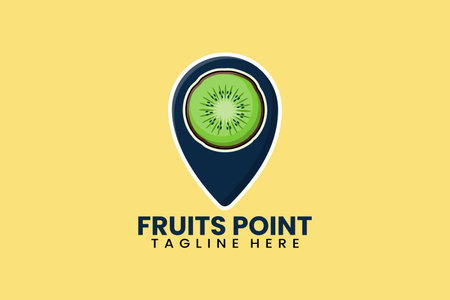 Flat modern kiwi pin point logo template vector illustrationのイラスト素材