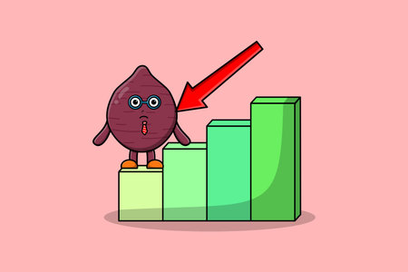 Sweet potato cute businessman mascot character with a inflation chart cartoon style designのイラスト素材
