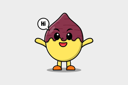 Cute cartoon Sweet potato character with happy expression in modern style design illustrationのイラスト素材