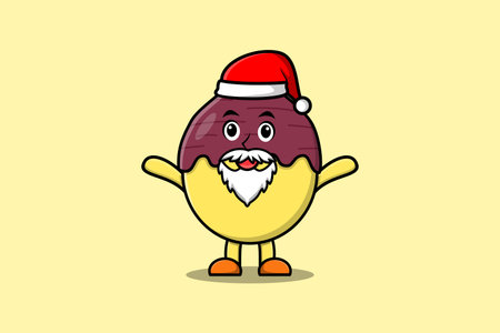 Cute Cartoon mascot character Sweet potato santa claus character christmas illustrationのイラスト素材