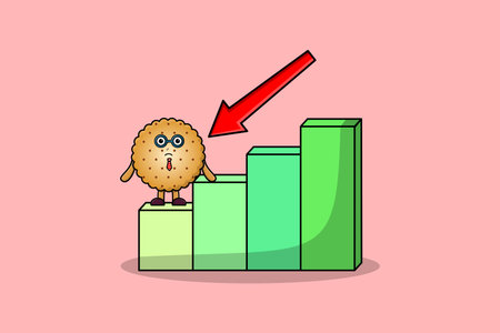 cute cartoon Cookies with down sign graphic illustration in flat 3d modern designのイラスト素材