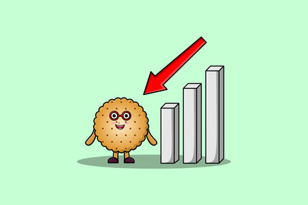 Cookies cute businessman mascot character with a inflation chart cartoon style designのイラスト素材