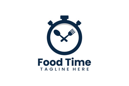 Flat food time logo template vector design illustrationのイラスト素材