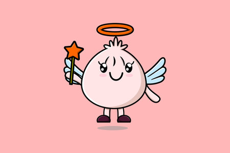 Cute Cartoon Dim sum character in the form of fairy in 3d cartoon style conceptのイラスト素材