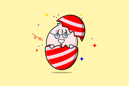 Cute cartoon Dim sum character coming out from easter look so happy illustrationのイラスト素材