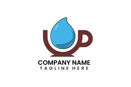 Flat coffee cup water logo icon template vector design illustrationのイラスト素材