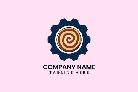 Flat Cookies bakery biscuit and gear mechanical engineering logo icon template vector illustrationのイラスト素材