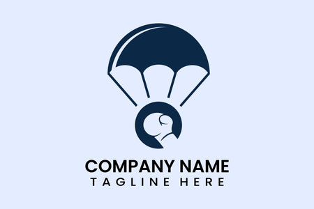 Flat vector parachute boxing sport logo modern style templateのイラスト素材