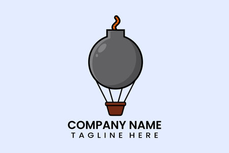 Flat vector parachute balloon bomb logo modern style templateのイラスト素材