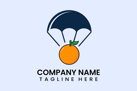 Flat vector parachute balloon orange logo modern style templateのイラスト素材