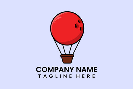 Flat vector parachute balloon ball sport logo modern style templateのイラスト素材
