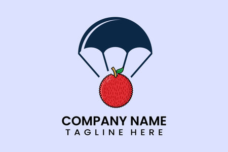 Flat vector parachute balloon Lychee logo modern style templateのイラスト素材