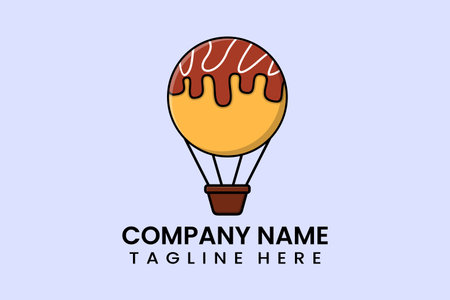 Flat vector parachute balloon takoyaki logo modern style templateのイラスト素材