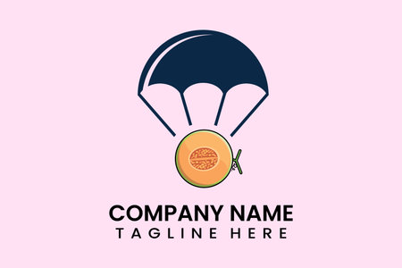 Flat vector parachute balloon melon logo modern style templateのイラスト素材