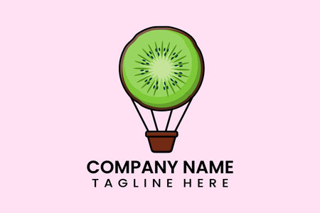Flat vector parachute balloon kiwi logo modern style templateのイラスト素材