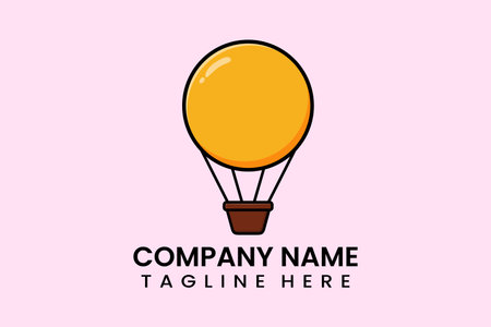 Flat vector parachute balloon boiled egg logo modern style templateのイラスト素材