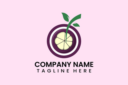 Flat modern simple fruit mangosteen icon symbol logo template vector design illustrationのイラスト素材