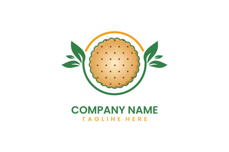 Flat modern simple nature cookies biscuit logo icon template vector design illustrationのイラスト素材
