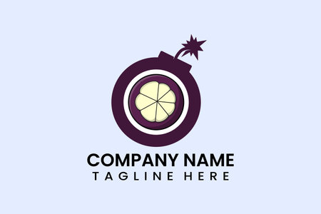 Flat bomb mangosteen logo template icon symbol logo vector design illustrationのイラスト素材