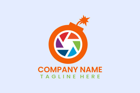 Flat bomb camera logo template icon symbol logo vector design illustrationのイラスト素材