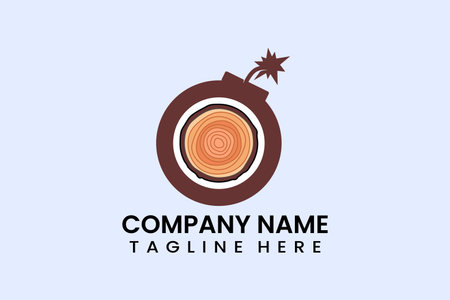 Flat bomb wood trunk logo template icon symbol logo vector design illustrationのイラスト素材