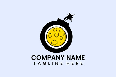 Flat bomb moon logo template icon symbol logo vector design illustrationのイラスト素材