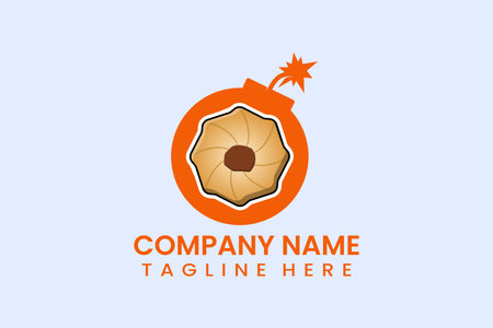Flat bomb Cookies biscuit logo template icon symbol logo vector design illustrationのイラスト素材
