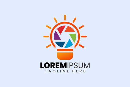 Creative camera bulb lamp logo template designs concept vector inspiration education logo symbolのイラスト素材