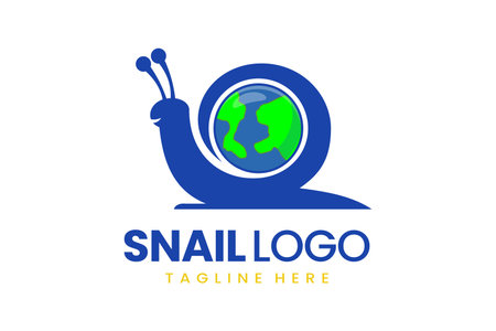 Flat modern simple logo snail earth logo template icon symbol vector design illustrationのイラスト素材