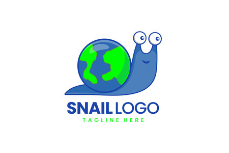 Flat modern simple logo snail earth logo template icon symbol vector design illustrationのイラスト素材