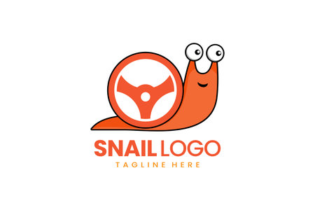 Flat modern simple logo snail driver logo template icon symbol vector design illustrationのイラスト素材