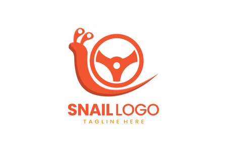 Flat modern simple logo snail driver logo template icon symbol vector design illustrationのイラスト素材
