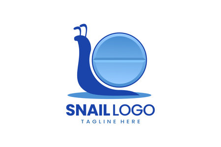 Flat modern simple logo snail medicine logo template icon symbol vector design illustrationのイラスト素材