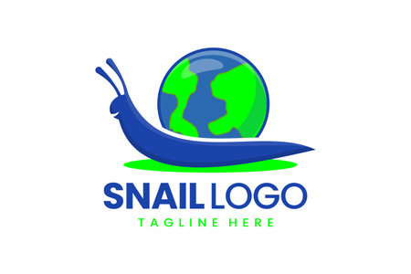 Flat modern simple logo snail earth logo template icon symbol vector design illustrationのイラスト素材