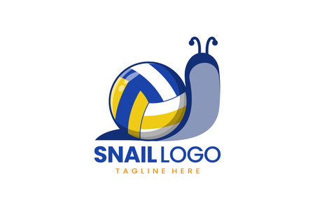 Flat modern simple logo snail volley ball logo template icon symbol vector design illustrationのイラスト素材