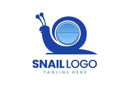 Flat modern simple logo snail medicine logo template icon symbol vector design illustrationのイラスト素材