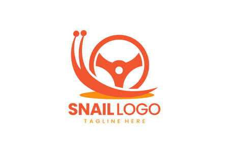 Flat modern simple logo snail driver logo template icon symbol vector design illustrationのイラスト素材