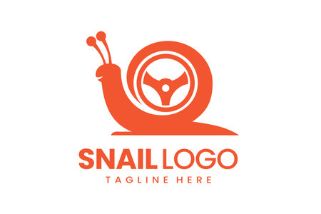 Flat modern simple logo snail driver logo template icon symbol vector design illustrationのイラスト素材