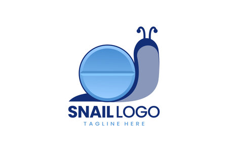 Flat modern simple logo snail medicine logo template icon symbol vector design illustrationのイラスト素材