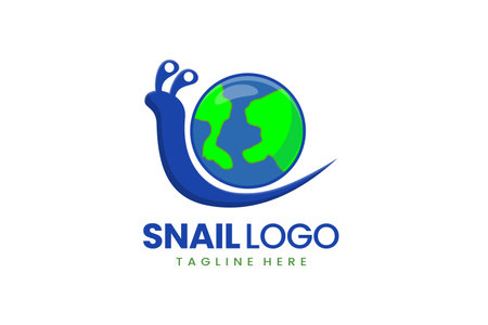 Flat modern simple logo snail earth logo template icon symbol vector design illustrationのイラスト素材