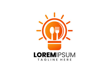 Creative restaurant bulb lamp logo template designs concept vector inspiration education logo symbolのイラスト素材
