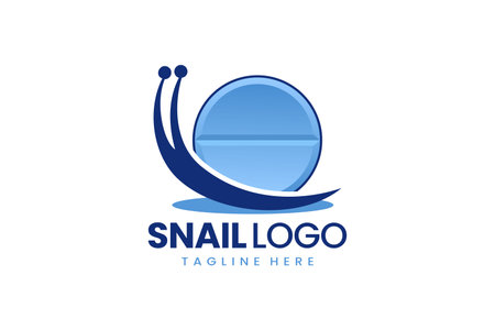 Flat modern simple logo snail medicine logo template icon symbol vector design illustrationのイラスト素材