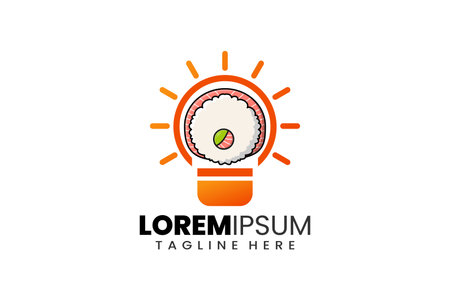 Creative sushi bulb lamp logo template designs concept vector inspiration education logo symbolのイラスト素材