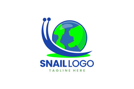 Flat modern simple logo snail earth logo template icon symbol vector design illustrationのイラスト素材