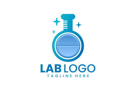 Flat modern simple medicine laboratory logo template icon symbol vector design illustrationのイラスト素材