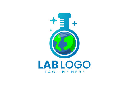 Flat modern simple earth laboratory logo template icon symbol vector design illustrationのイラスト素材