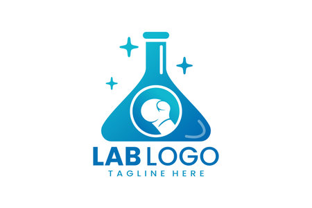 Flat modern simple boxing laboratory logo template icon symbol vector design illustrationのイラスト素材